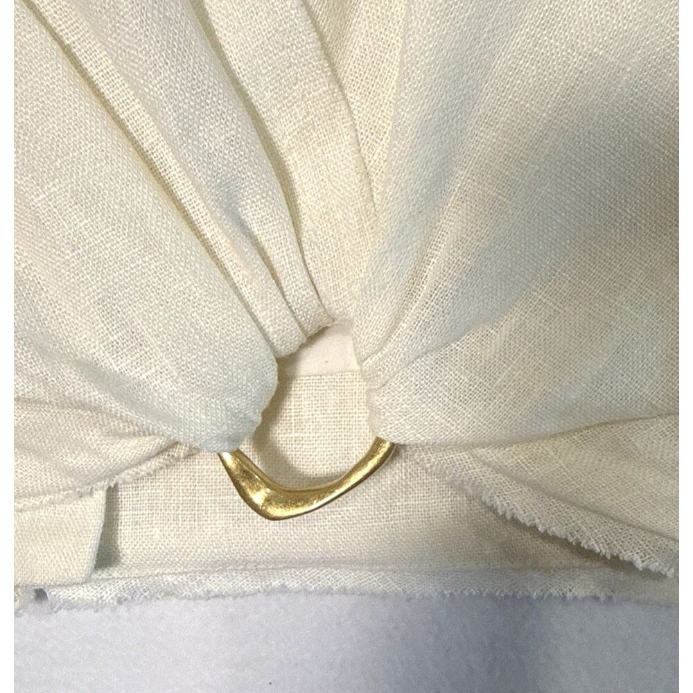 Aje. Byblos Ring-Embellished 100% Linen Crop Top Sz 8 Designer Quiet Luxury - Picture 4 of 15